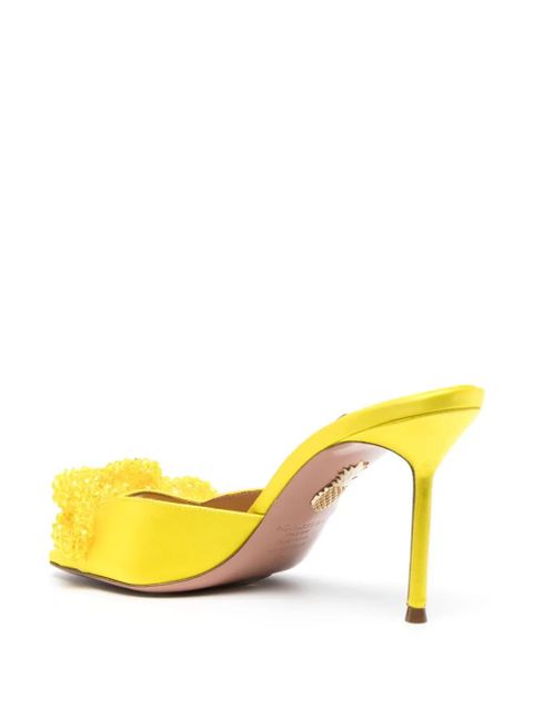 Aquazzura 95mm crystal-embellished satin sandals - Yellow