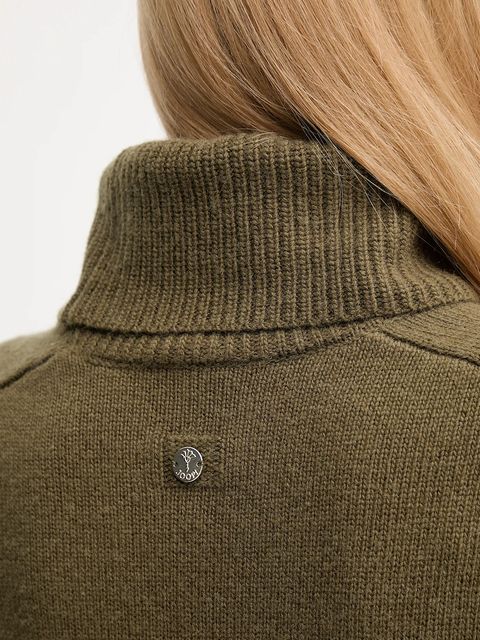 Joop! sweter z dodatkiem wełny damski kolor zielony z golfem 30049417