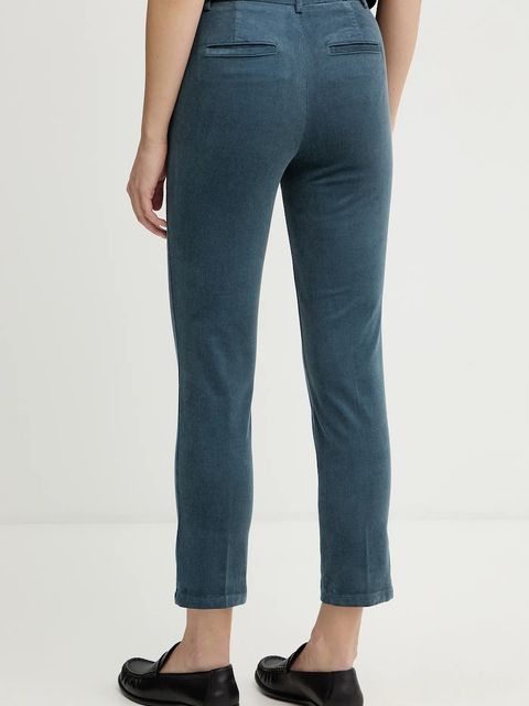 United Colors of Benetton spodnie sztruksowe kolor turkusowy fason cygaretki high waist 4MIQDF07W - zdjęcie produktu nr 2