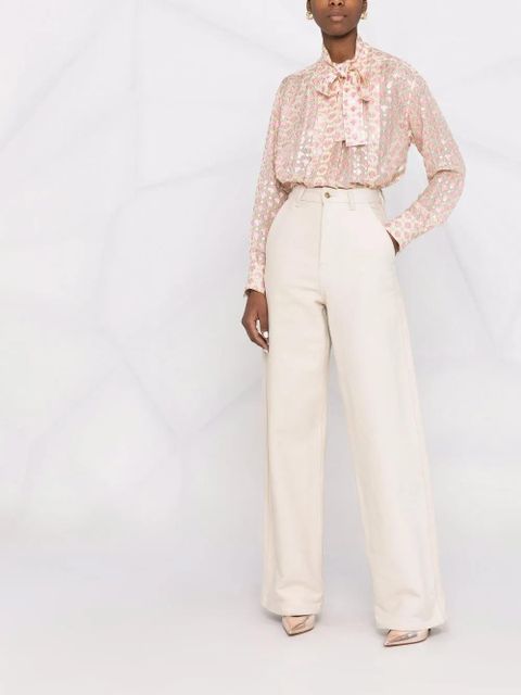Golden Goose pussy-bow collar jacquard blouse - Neutrals
