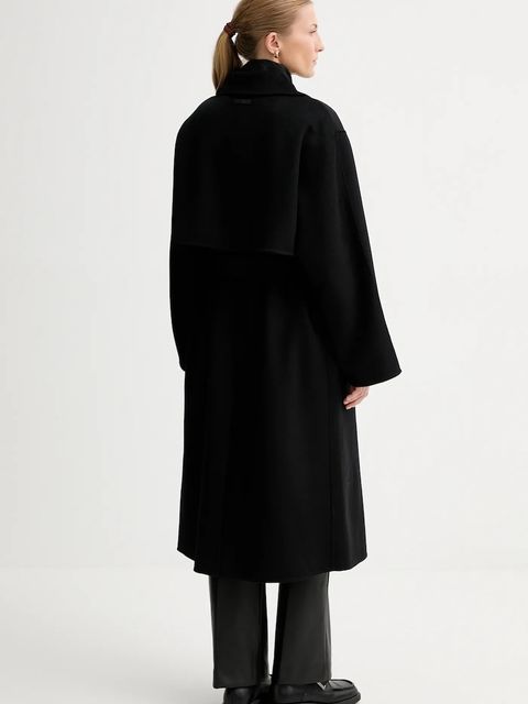 Calvin Klein płaszcz z dodatkiem wełny kolor czarny LV040WL571