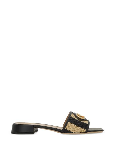 Valentino Garavani logo-plaque striped sandals - Black - zdjęcie produktu nr 1