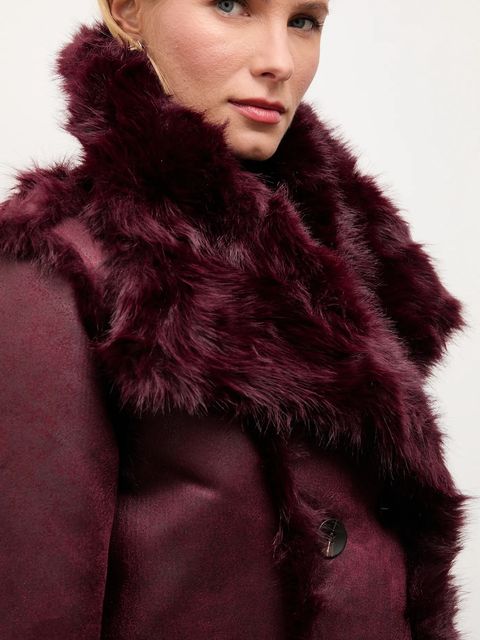 Answear.LAB płaszcz dwustronny kolor bordowy