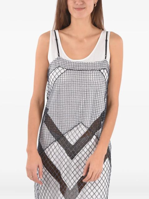 Maison Margiela mesh chevron-pattern slip maxi dress - White