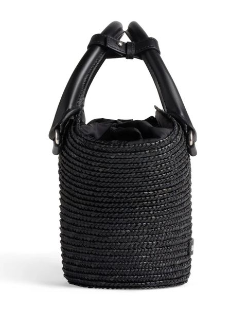 Balenciaga mini braided-raffia tote bag - Black