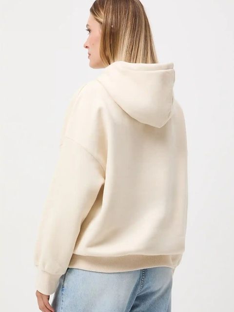 Medicine bluza damska kolor beżowy z kapturem gładka