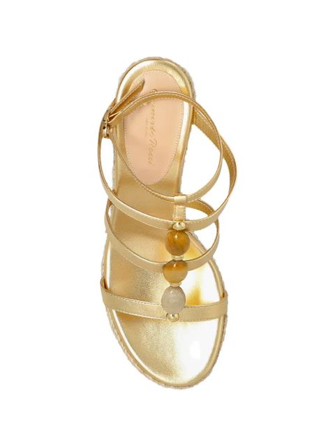 Gianvito Rossi beaded strappy wedge trainers - Gold