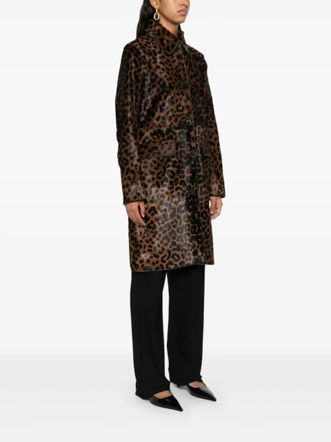 TOTEME leopard-print single-breasted coat - Brown