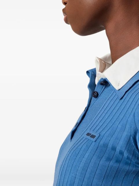Miu Miu logo-plaque polo top - Blue
