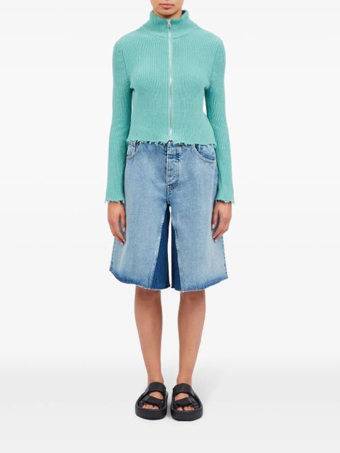 MM6 Maison Margiela raw-cut cropped cardigan - Blue - zdjęcie produktu nr 2