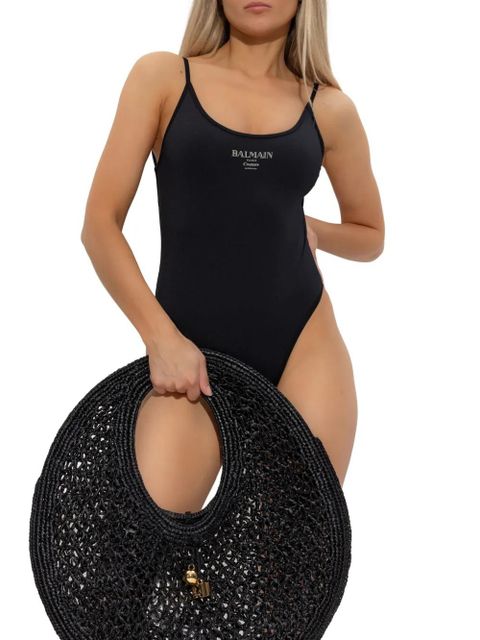 Balmain logo-print swimsuit - Black