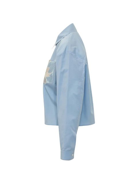 Marni lace-detail pocket shirt - Blue