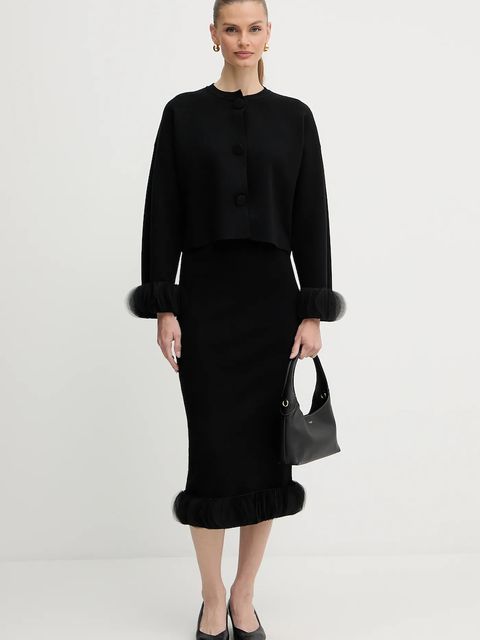 Twinset spódnica kolor czarny midi ołówkowa 252AP3013