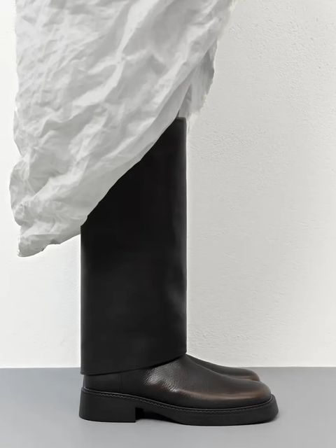 Miista kozaki skórzane Leala damskie kolor czarny na płaskim obcasie E8_3963