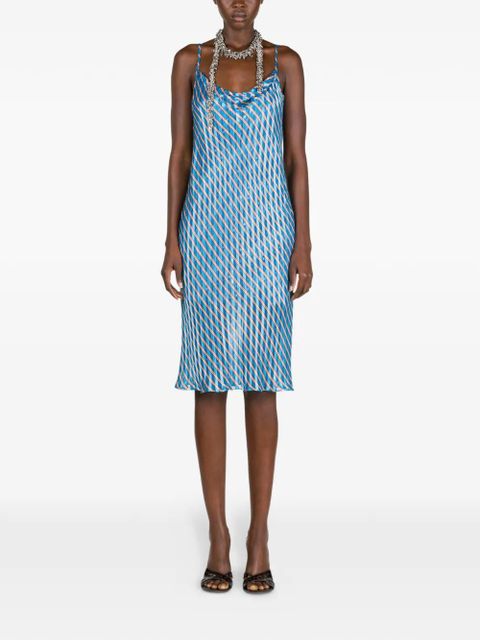 DRIES VAN NOTEN cowl-neck striped slip dress - Blue - zdjęcie produktu nr 2