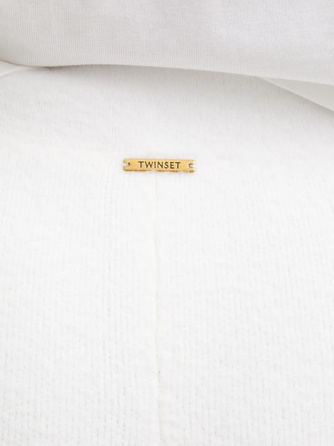 Twinset spodnie dresowe z domieszką wełny damskie kolor biały gładkie 252LL3EBB