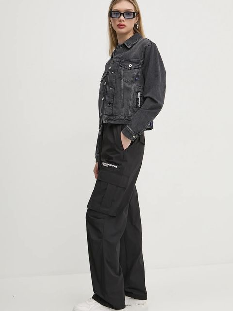 Karl Lagerfeld Jeans spodnie damskie kolor czarny proste high waist A1W10062 - zdjęcie produktu nr 2