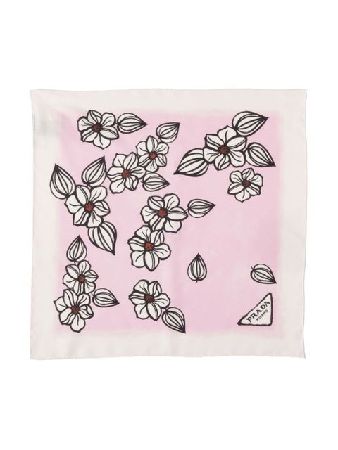 Prada floral-print twill scarf - Pink