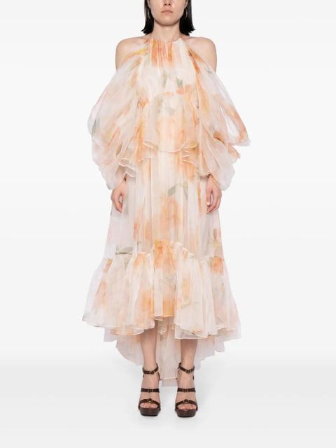 ZIMMERMANN Natura organza midi dress - Neutrals