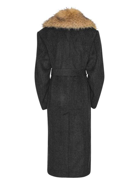 ROTATE BIRGER CHRISTENSEN single-breasted faux-fur collar coat - Grey