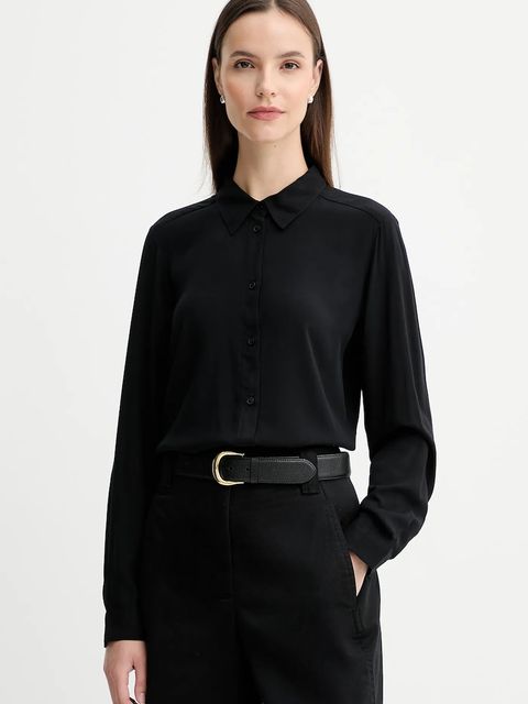 United Colors of Benetton koszula damska kolor czarny regular z kołnierzykiem klasycznym 5WPWDQ0B0 - zdjęcie produktu nr 1