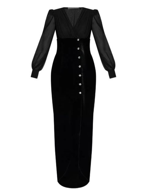 Alessandra Rich jewel-button velvet dress - Black - zdjęcie produktu nr 1