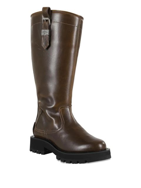 GANNI buckle-detail leather boots - Brown - zdjęcie produktu nr 2