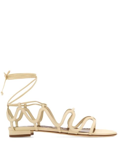 Manolo Blahnik Fawda leather flat sandals - Neutrals - zdjęcie produktu nr 1