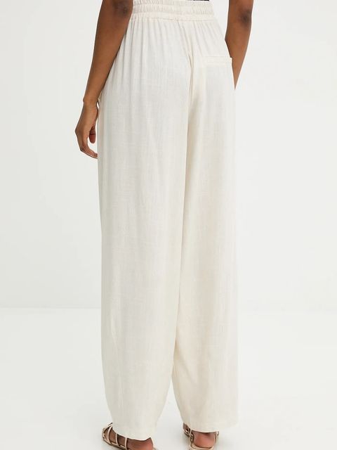 Answear.LAB spodnie z lnem damskie kolor beżowy proste high waist