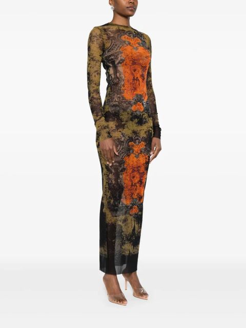 Jean Paul Gaultier graphic-print maxi dress - Orange