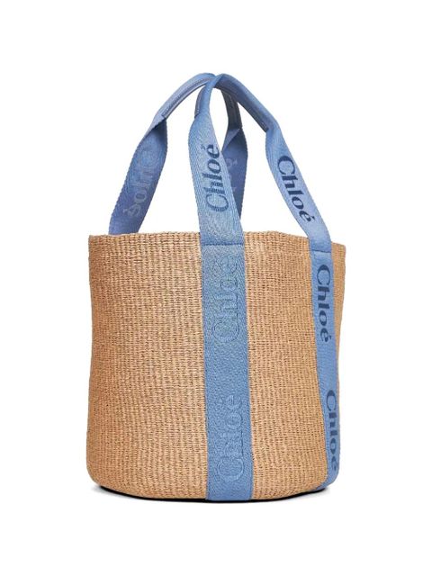 Chloé large Woody tote bag - Blue