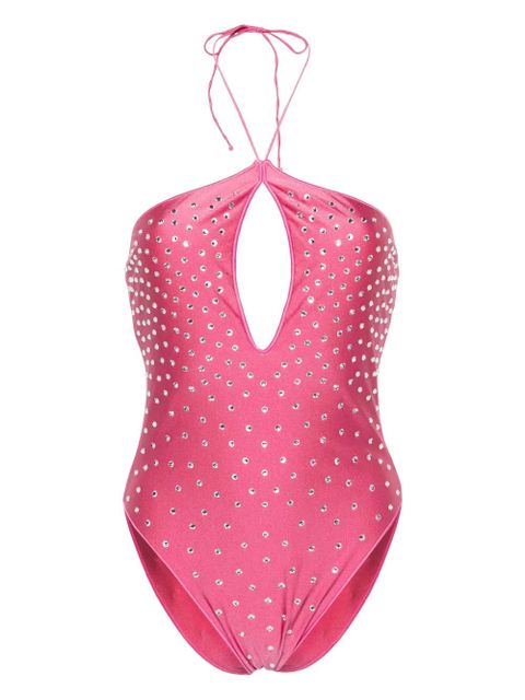 Oséree crystal-embellished halterneck swimsuit - Pink - zdjęcie produktu nr 1