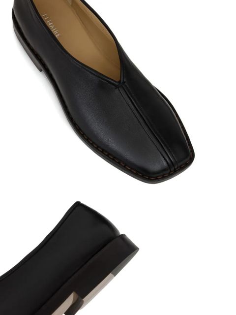 LEMAIRE piped square-toe loafers - Black