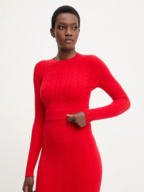 Answear.LAB sweter i spódnica damski kolor czerwony