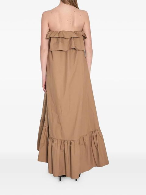 Saint Laurent twill ruffled maxi dress - Brown