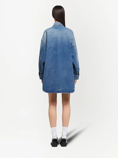 Prada triangle-logo denim shirt - Blue