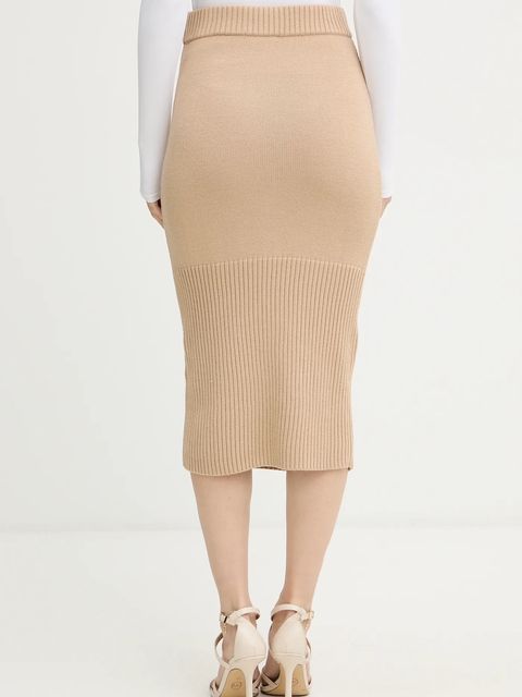 Armani Exchange spódnica z dodatkiem wełny kolor beżowy midi ołówkowa XW001309 AF13774 - zdjęcie produktu nr 2