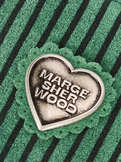 Marge Sherwood stripe-print heart-plaque coin purse - Green