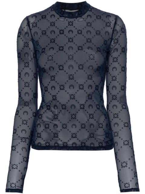 Marine Serre Moonogram mesh longsleeved top - Blue - zdjęcie produktu nr 1