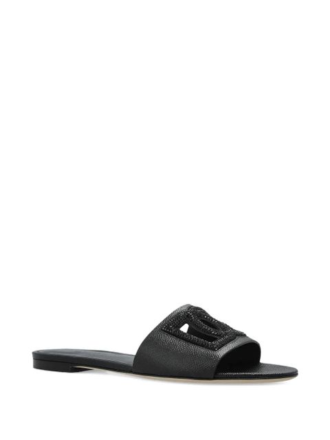 Dolce & Gabbana logo-lettering flat sandals - Black - zdjęcie produktu nr 2
