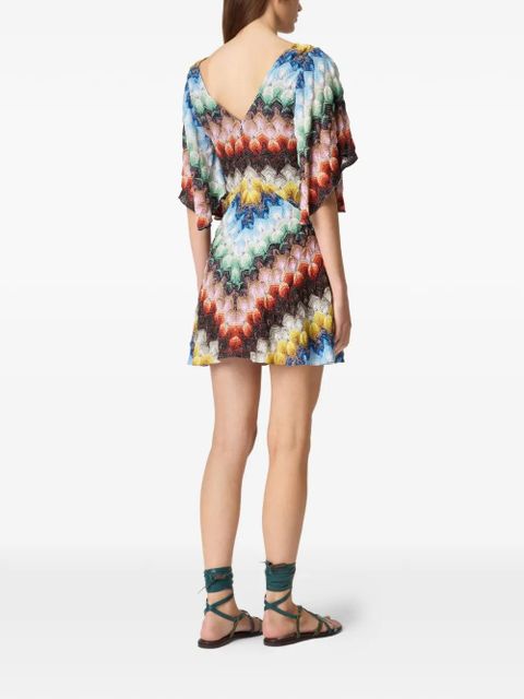 Missoni V-neck chevron-pattern mini dress - Blue