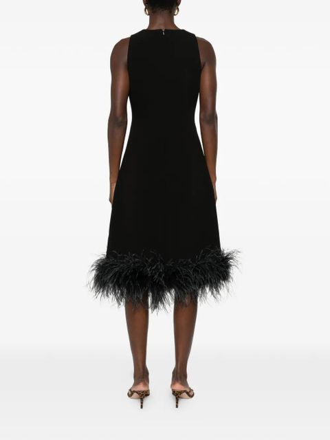 Max Mara feather-hem midi dress - Black