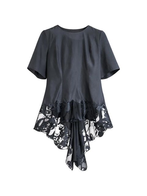 Alexander McQueen lace short-sleeved blouse - Grey - zdjęcie produktu nr 1