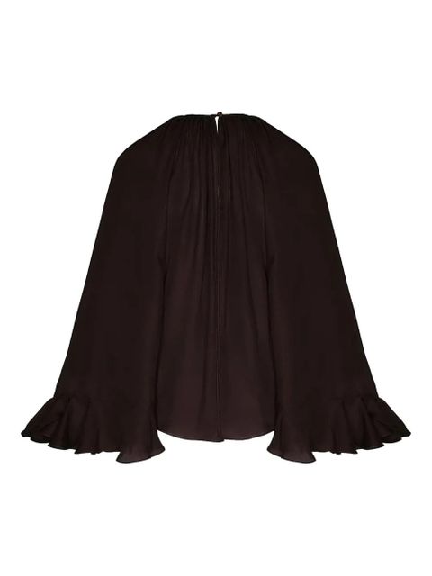 Johanna Ortiz ruffled-sleeve blouse - Red