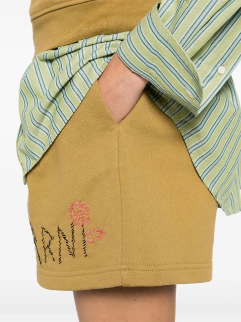 Marni logo-embroidered track shorts - Yellow