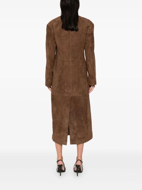 ducie Aggie double-breasted suede long coat - Brown