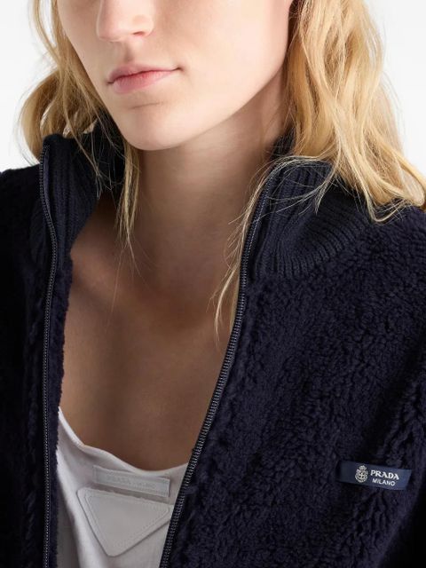 Prada ribbed logo-detail jacket - Blue