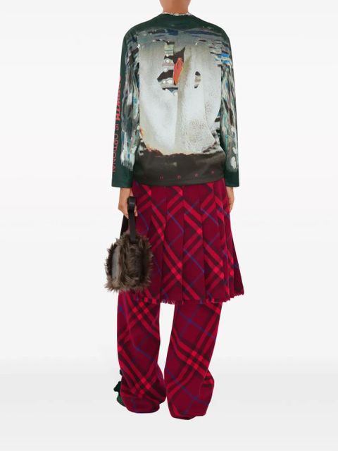 Burberry checked straight-leg wool trousers - Red