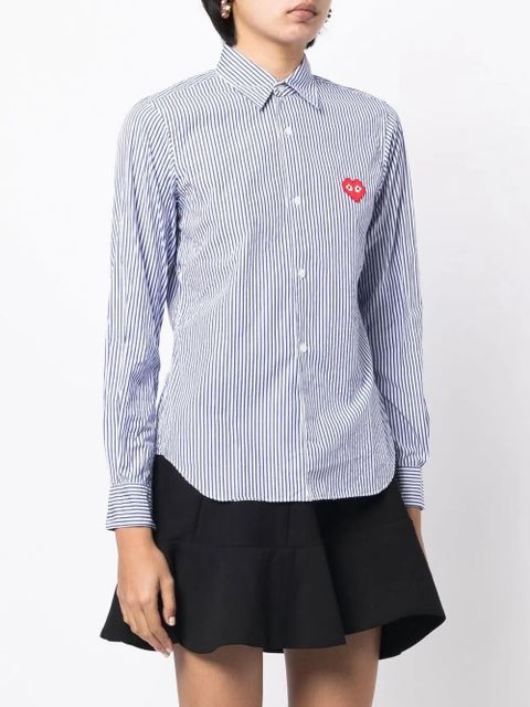 Comme Des Garçons logo-patch striped shirt - Blue