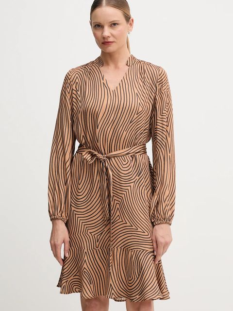 Marc Aurel sukienka wiskozowa kolor brązowy mini oversize 6577-1000-24812 - zdjęcie produktu nr 1